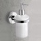 Soap Dispenser, Wall Mounted, Rounded, Frosted Glass With Chrome Mounting